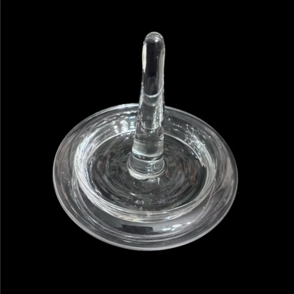 VINTAGE Lead Crystal Blown Glass Ring Holder